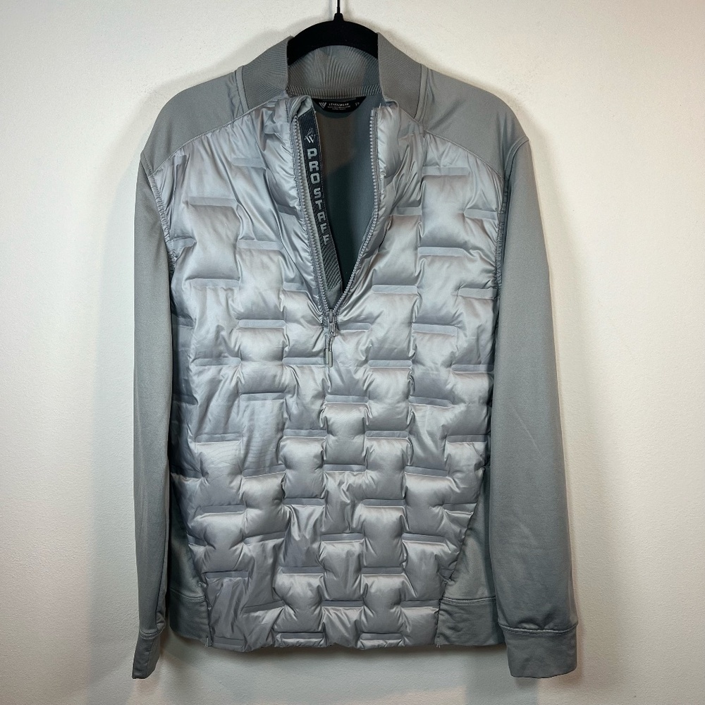 Levelwear Ultralite 1/4 Zip Pullover Jacket Gray  Down Puffer Hybrid Logo  Small